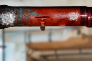 Frozen pipe bursting.